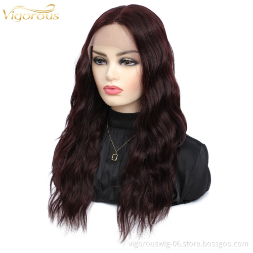 Vigorous natural high quality wholesale curly premium wet and wavy heat resistant fiber synthetic hd lace frontal wigs